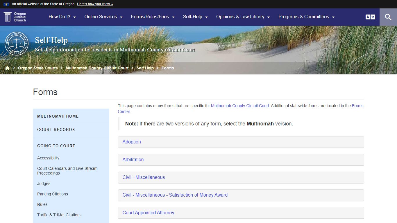 Oregon Judicial Department : Forms : Self Help : State of ...